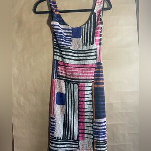 Bar III MultiColor Geometric pattern Lace Cocktail Dress Zipper Back Unique